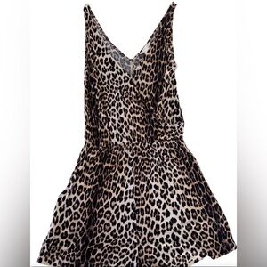 H&M Brown and Black Leopard Print Sleeveless Shorts Romper with Pockets